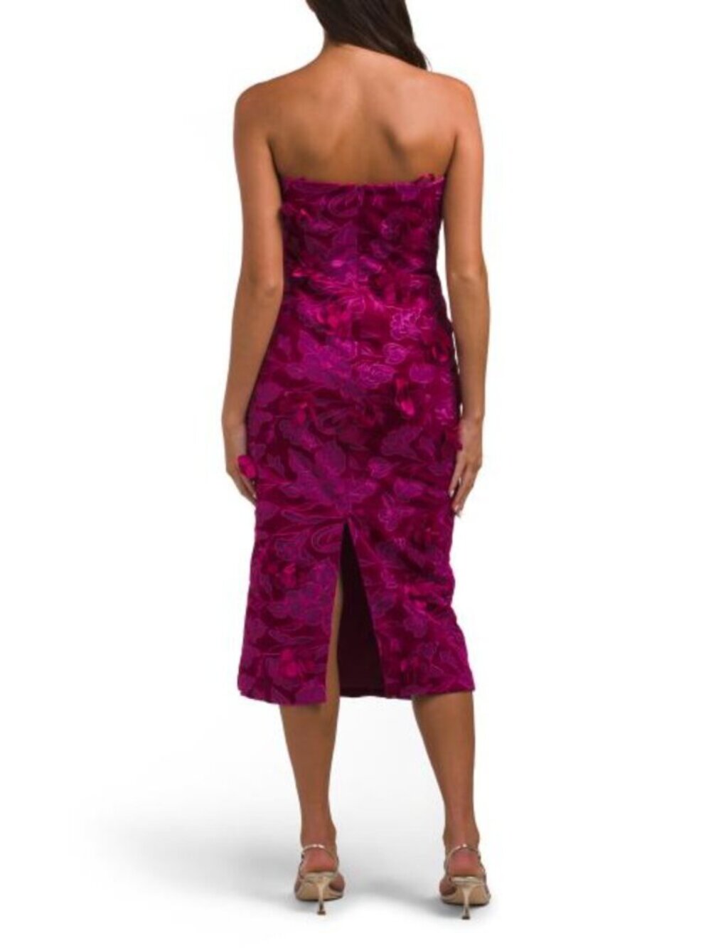 RENE BY RENE RUIZ Strapless Floral Lace Column Dress - Picture 2 of 4
